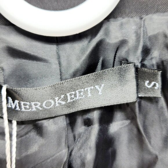 Merokeety Black Tailored Blazer Jacket   Womens Size S 2 Button Closure - Picture 2 of 13